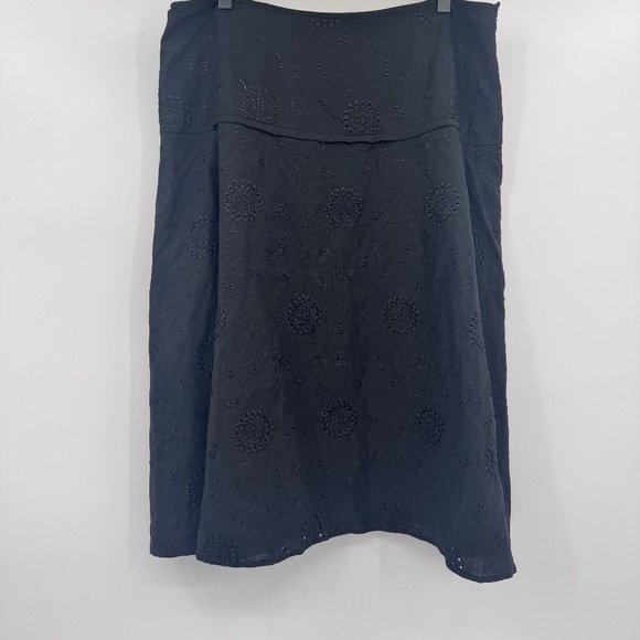 Carole Little Skirt Women 14 Black Eyelet Linen Blend Vintage Boho Goth Festival - Picture 1 of 13
